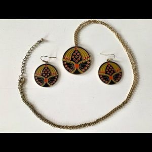Art Deco style pendant and matching earrings